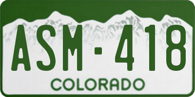 CO license plate ASM418