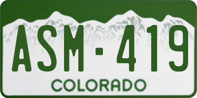 CO license plate ASM419