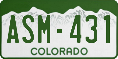 CO license plate ASM431