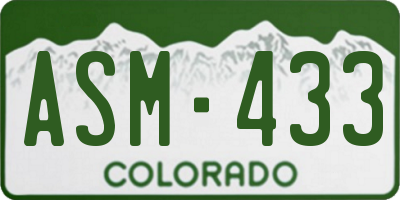CO license plate ASM433