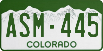 CO license plate ASM445