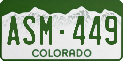 CO license plate ASM449