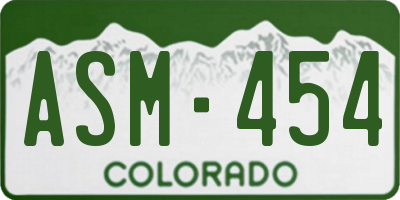 CO license plate ASM454