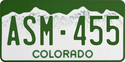 CO license plate ASM455