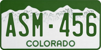 CO license plate ASM456