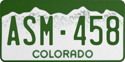 CO license plate ASM458