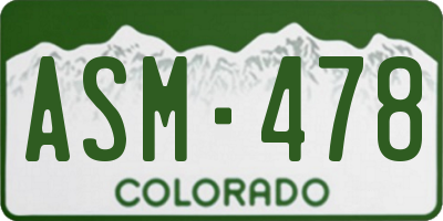 CO license plate ASM478