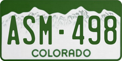 CO license plate ASM498