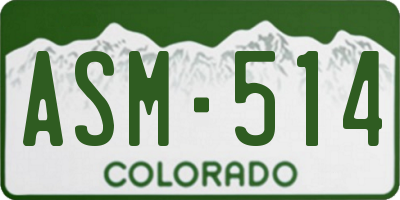CO license plate ASM514