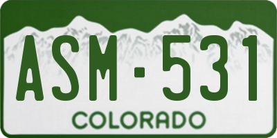 CO license plate ASM531