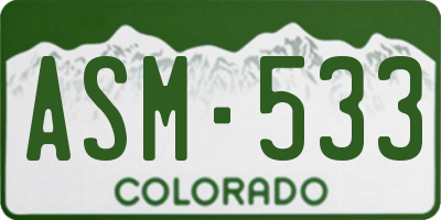 CO license plate ASM533
