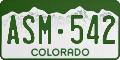 CO license plate ASM542