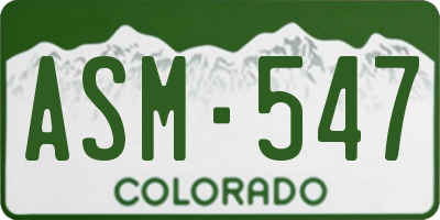 CO license plate ASM547