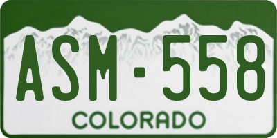 CO license plate ASM558