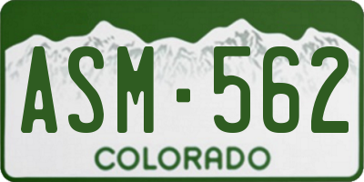 CO license plate ASM562