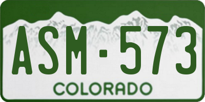 CO license plate ASM573