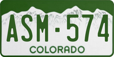 CO license plate ASM574