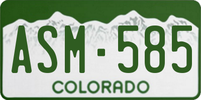 CO license plate ASM585