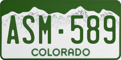 CO license plate ASM589