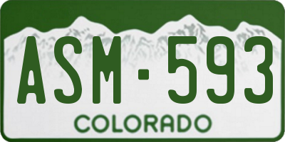 CO license plate ASM593