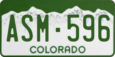 CO license plate ASM596