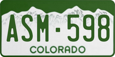 CO license plate ASM598