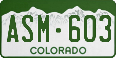CO license plate ASM603