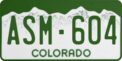 CO license plate ASM604