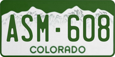 CO license plate ASM608