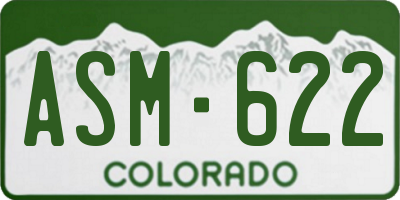 CO license plate ASM622