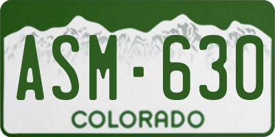 CO license plate ASM630