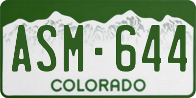 CO license plate ASM644