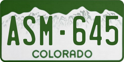 CO license plate ASM645