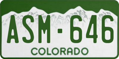 CO license plate ASM646
