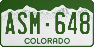 CO license plate ASM648