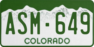CO license plate ASM649