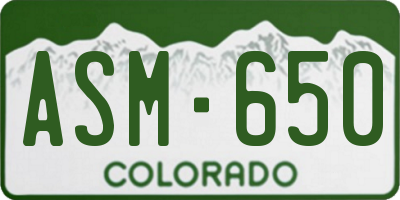 CO license plate ASM650
