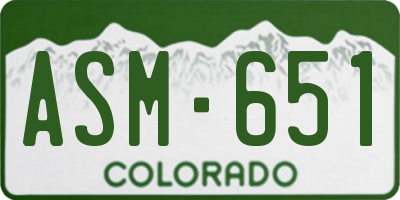 CO license plate ASM651