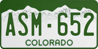 CO license plate ASM652