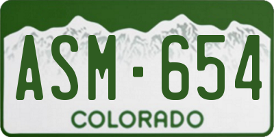 CO license plate ASM654
