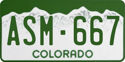 CO license plate ASM667
