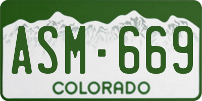 CO license plate ASM669