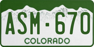 CO license plate ASM670