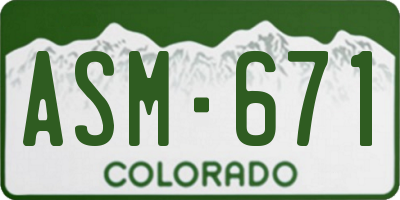 CO license plate ASM671