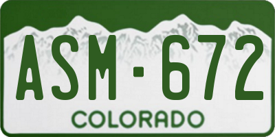 CO license plate ASM672