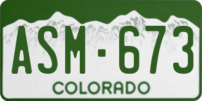 CO license plate ASM673