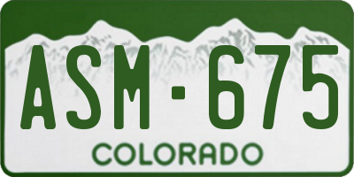 CO license plate ASM675
