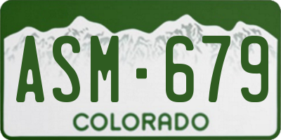 CO license plate ASM679