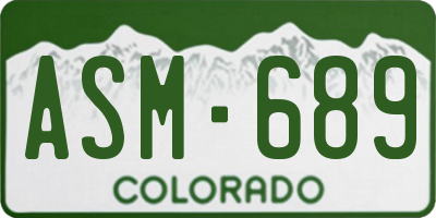 CO license plate ASM689