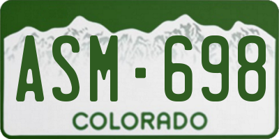 CO license plate ASM698
